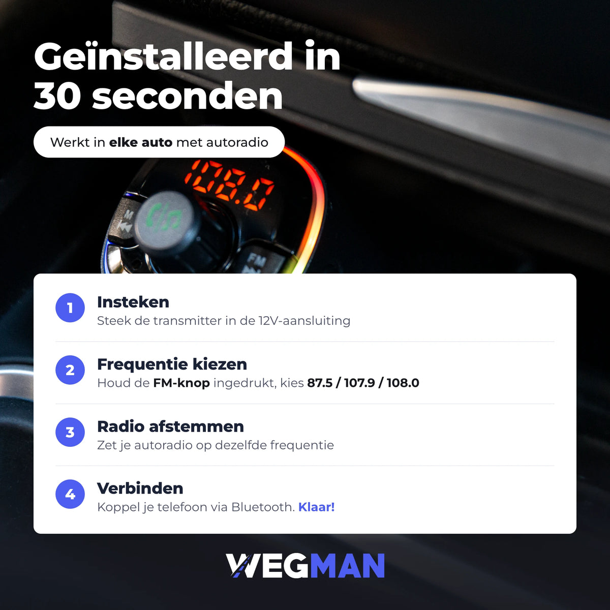 Wegman Bluetooth fm transmitter installatie
